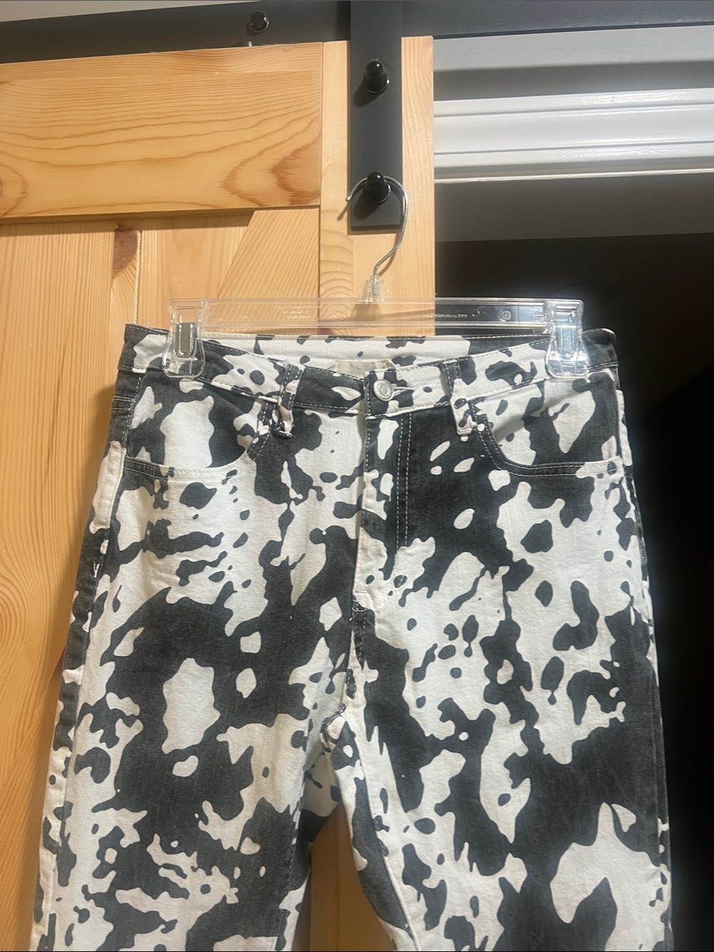 Saints & Hearts Black & White Cowprint Jeans - Stylish Statement Denim /extreme